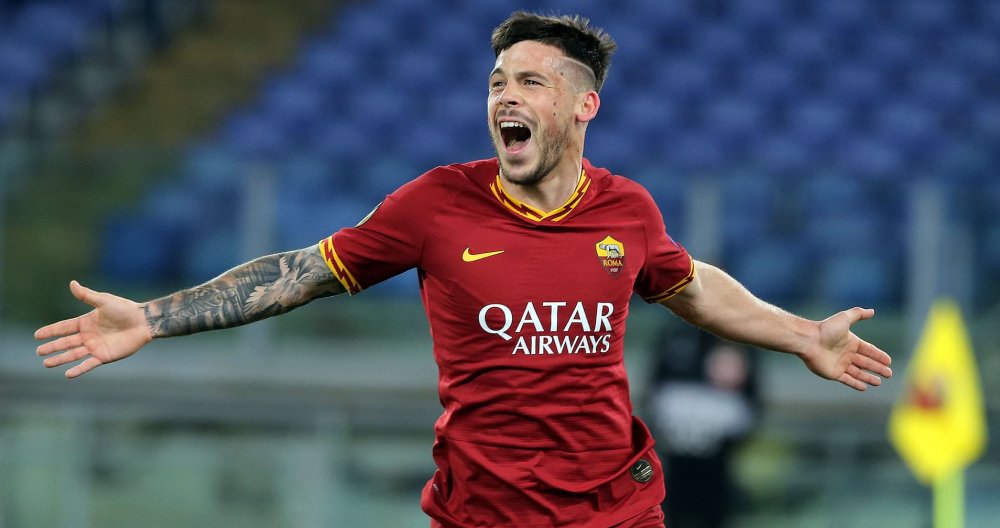 Carles Pérez celebrating his first goal in Roma colors / EFE