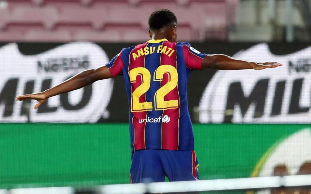 Ansu Fati celebrating a goal for Barcelona / MIGUEL RUIZ/FC BARCELONA 