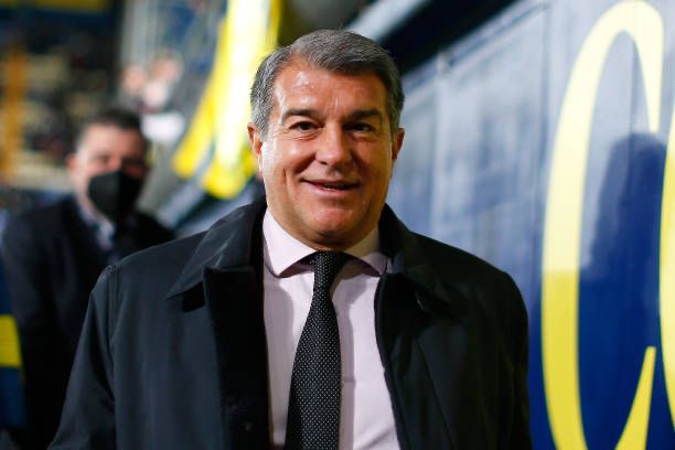 Joan Laporta at the FC Barcelona vs Villarreal match in LaLiga (Photo by: Eric Alonso/Getty Images)