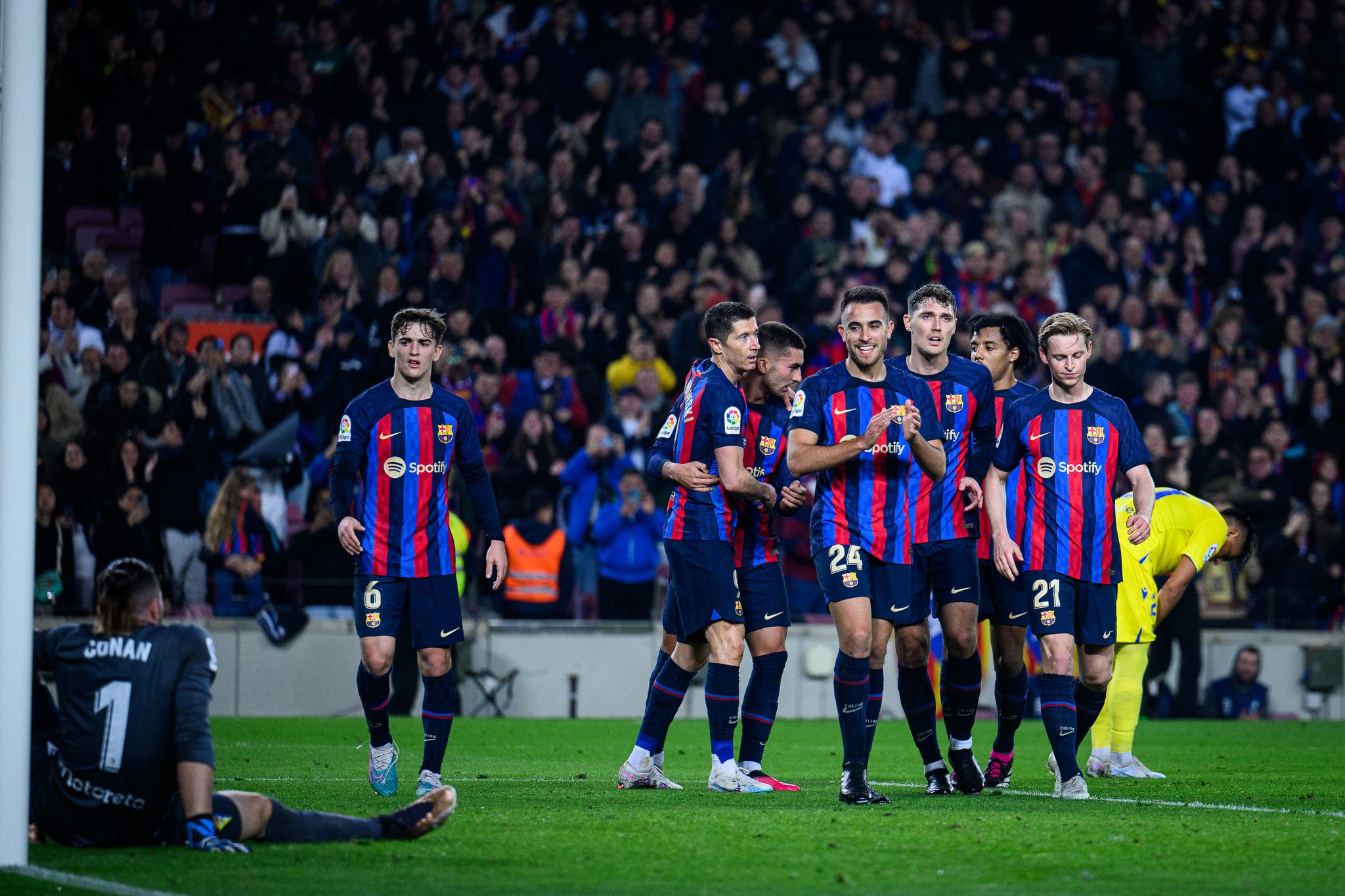 Barcelona's players celebrating a goal against Cadíz / FC BARCELONA.